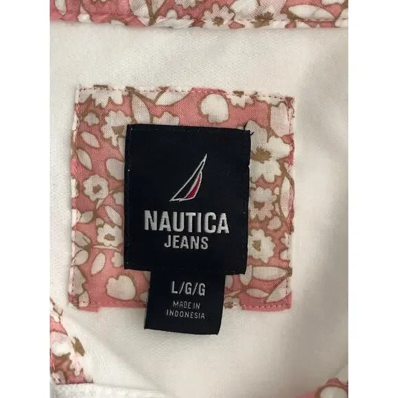 Nautica Jeans Polo Top Women's Large Short Sleeve Collar  White NEW - Picture 5 of 6